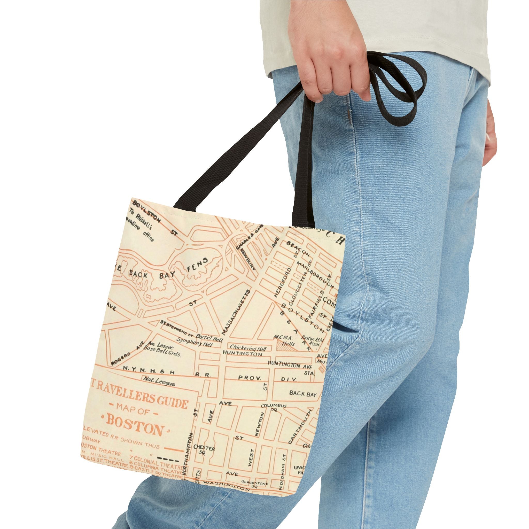 Boston, MA Vintage Map Tote Bag | Antique City Map All-Over Print
